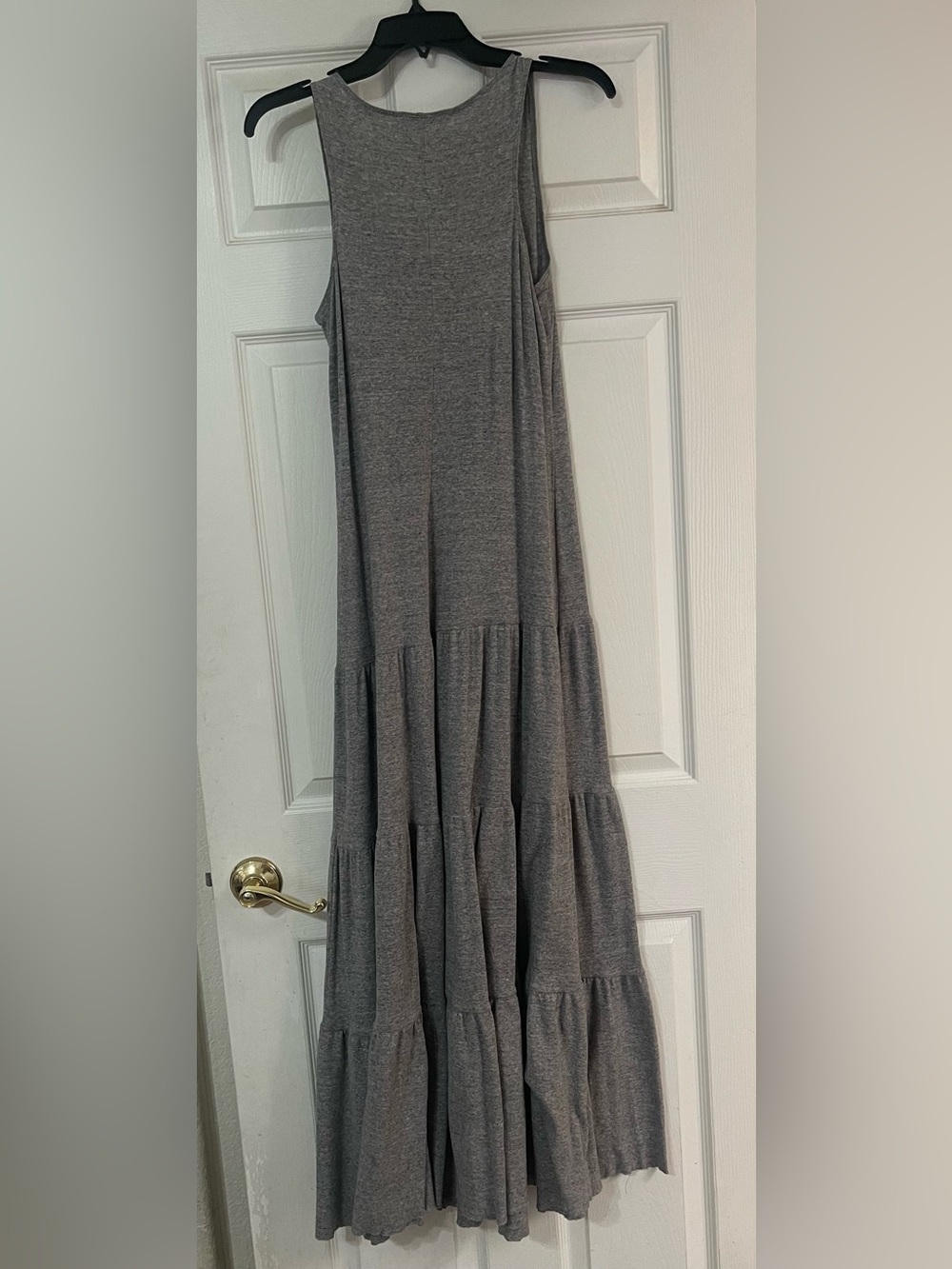 CAbi Sleeveless Gray Tiered Maxi Dress